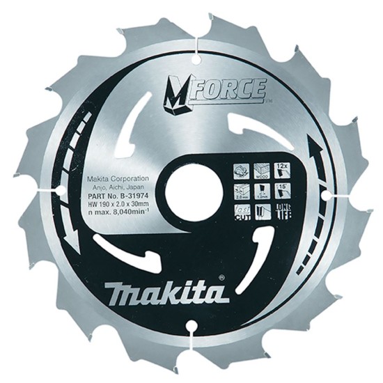 Makita - Δίσκος Κοπής Ξύλου TCT 190x30mm (12 Δόντια) (περιορισμένη ποσότητα)