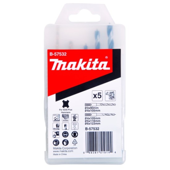 Makita - Sds Plus Σετ Τρυπανια Για Ξύλο & Μέταλλο