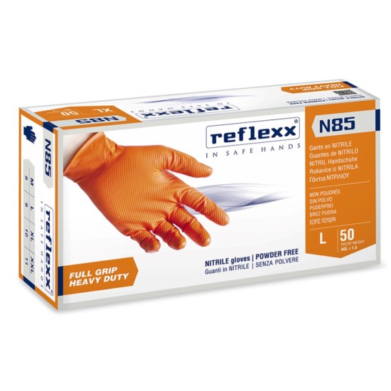 Reflexx - N85 Νιτριλίου Χωρίς Πούδρα σε Χρώμα Πορτοκαλί Μέγεθος L 50τμχ