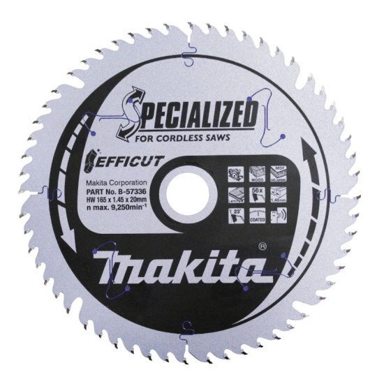 Makita - Δίσκος Κοπής Ξύλου TCT Efficut 165x20mm (56 Δόντια)