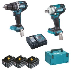 Makita - DLX2359TJ1 Σετ Κρουστικό Δραπανοκατσάβιδο & Μπουλονόκλειδο 18V με 3 Μπαταρίες 5Ah, Φορτιστή σε Makpac