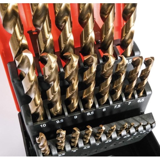 Makita - Σετ Τρυπανιών Κοβαλτίου 5% HSS με Μπρονζέ Φινίρισμα, σε Κασετίνα 25 Τεμαχίων 1-13mm (περιορισμένη ποσότητα)