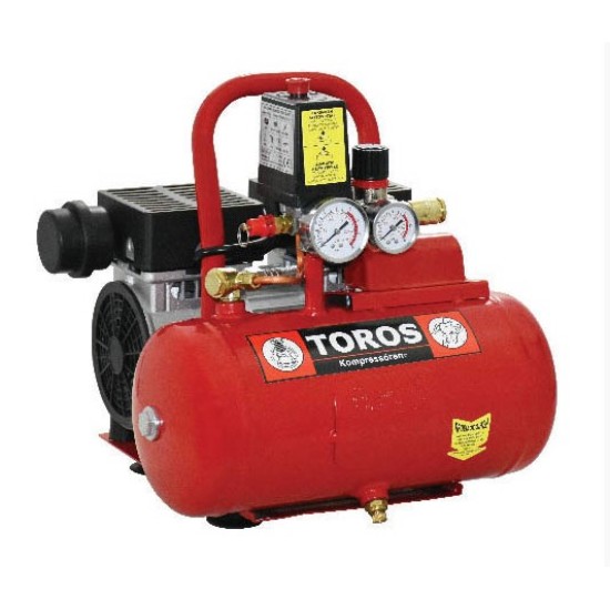 Toros - Αεροσυμπιεστής Μονομπλόκ Χαμηλού Θορύβου Χωρίς Λάδι 6 lt - 0,75 Hp