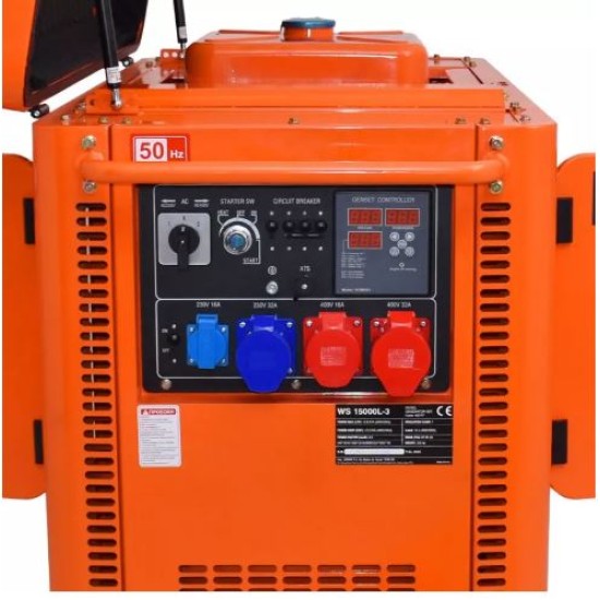 Kraft - WS15000L-3 Τριφασική Γεννήτρια Πετρελαίου Αθόρυβη Κλειστού Τύπου 10 kW με Μίζα και Μεταγωγικό Πίνακα