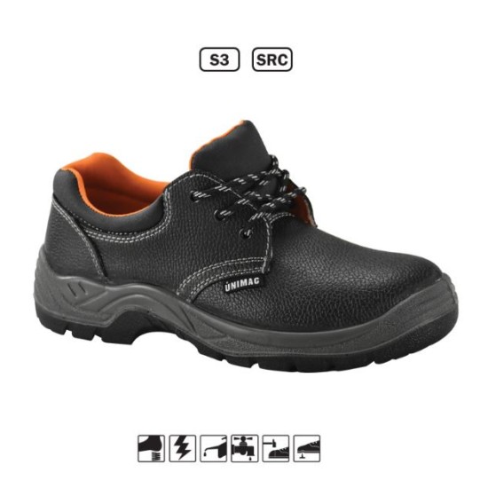 Unimac - Παπούτσια Εργασίας Από Μαύρο Δέρμα Buffalo Μέγεθος: 42