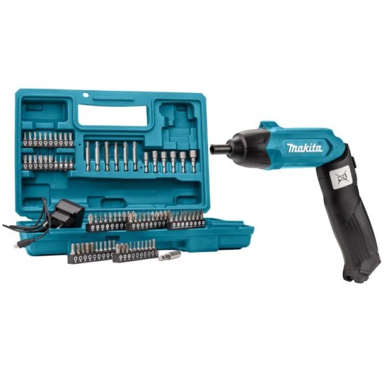 Makita - DF001DW Κατσαβίδι 3,6V Li-ion Ενσωματωμενη Μπαταρία 1,5Ah και Φορτιστή Micro-USB Καλώδιο σε Βαλίτσα με 81 Εξαρτήματα (περιορισμένη ποσότητα)