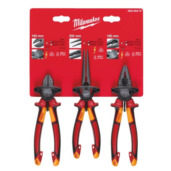 Milwaukee - Σετ Κόφτης, Μυτοτσίμπιδο & Πένσα VDE