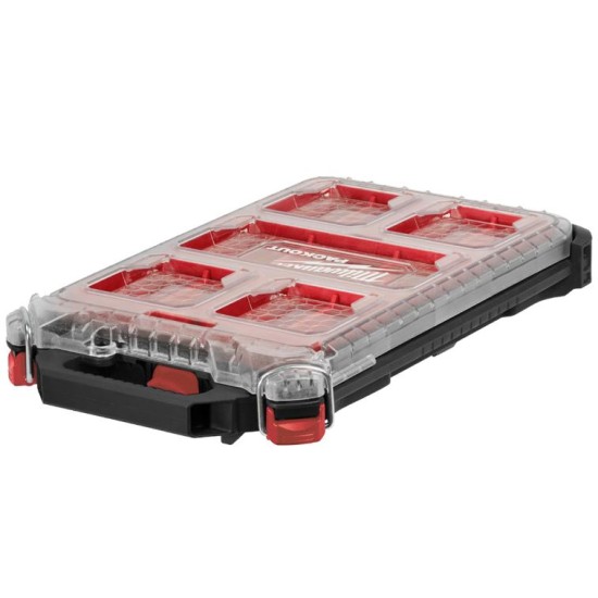 Milwaukee - Packout Λεπτή Συμπαγής Ταμπακιέρα Εργαλείων 5 Θέσεων με Ρυθμιζόμενα Χωρίσματα & Αφαιρούμενα Κουτιά